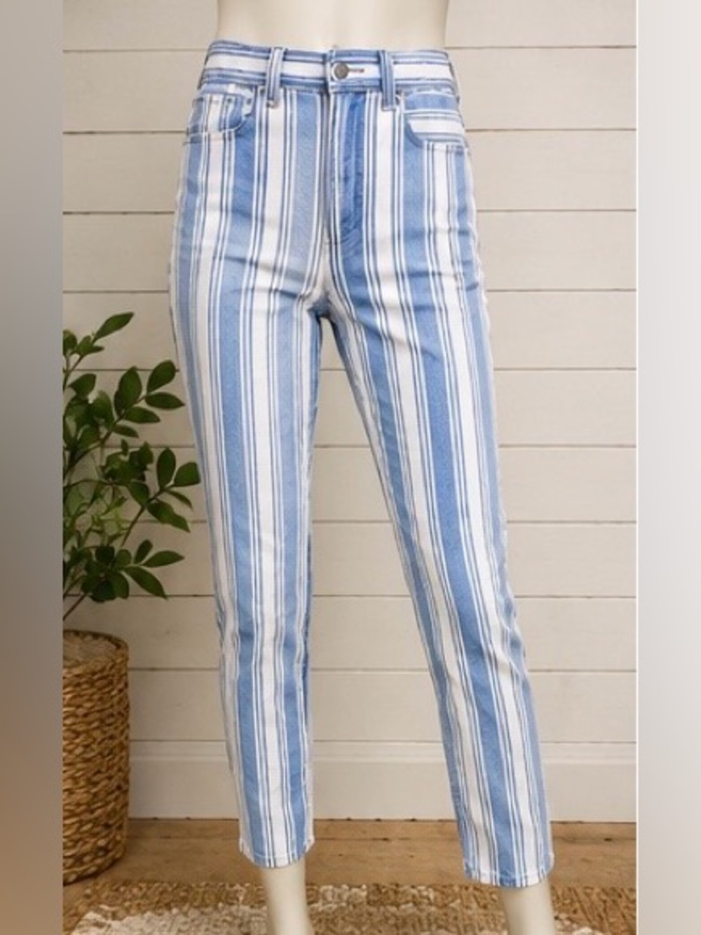 American Eagle Striped Mom Jeans Size 4 High Rise Ankle